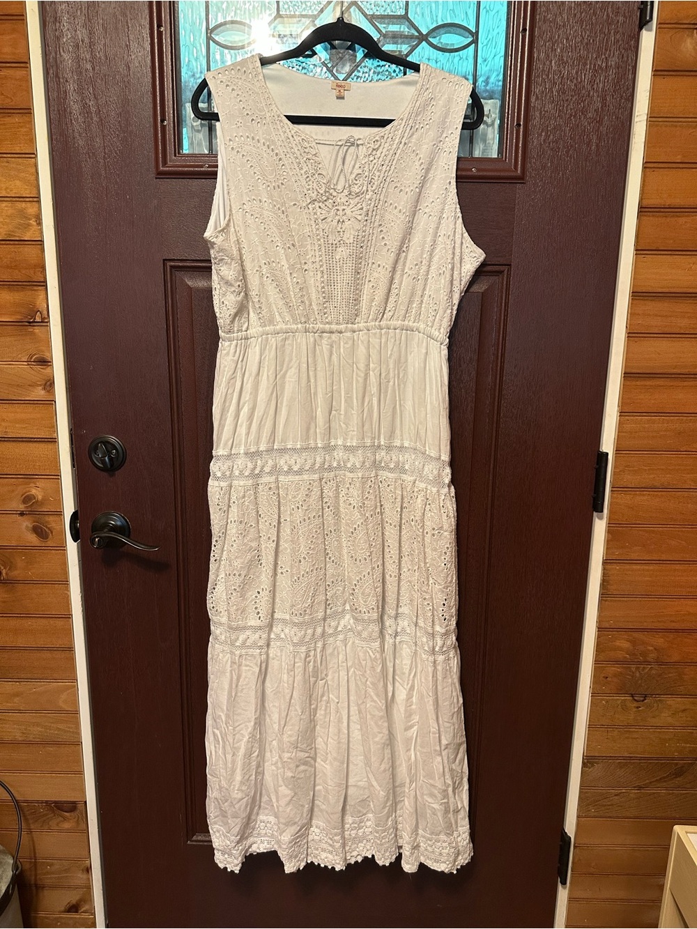 Reba White Sleeveless Eyelet Maxi Dress